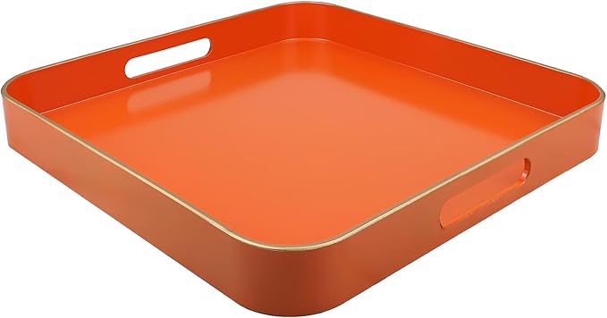 Orange Square Decorative Tray by Omuriko