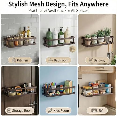 PUSDON 2-Pack Minimalist Shower Caddy Wall Mount, Open Frame Bathroom Shelf - Image 4