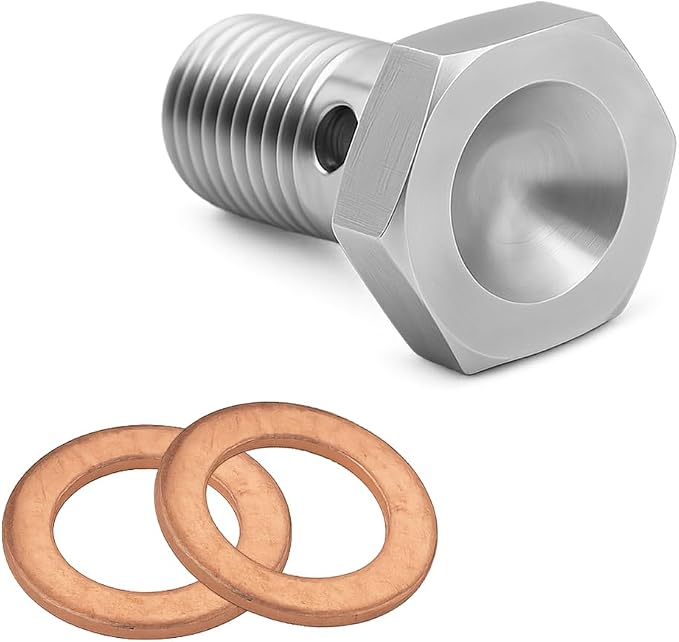 M10 x 1.25 Metric Thread Single Banjo Bolt Brake Fitting Adapter, 20mm Long - Image 4