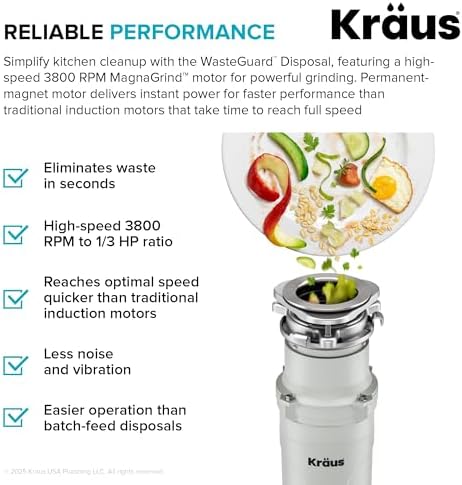 KRAUS WasteGuard 1/3 HP Continuous Feed Garbage Disposal - Image 5