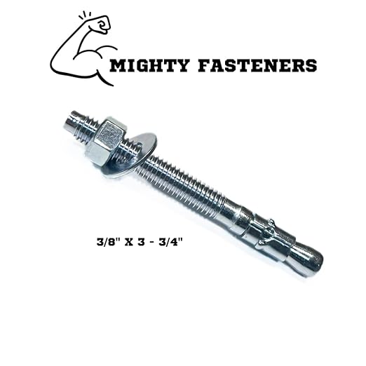 MIGHTY FASTENERS Zinc-Plated Steel Wedge Anchors, 3/8" X 3-3/4" - Image 2