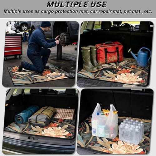 Dragonfly Floral Trunk Mat Universal Waterproof Cargo Liner Heavy Duty Non-Slip - Image 3
