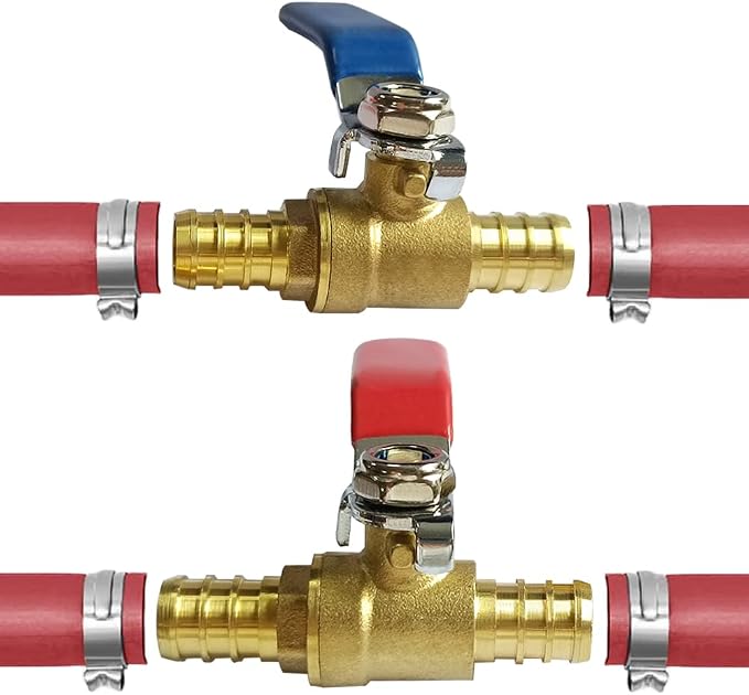 Uenede Brass 1/2 Inch PEX Ball Valve, Pipe Crimp Fitting - Image 3