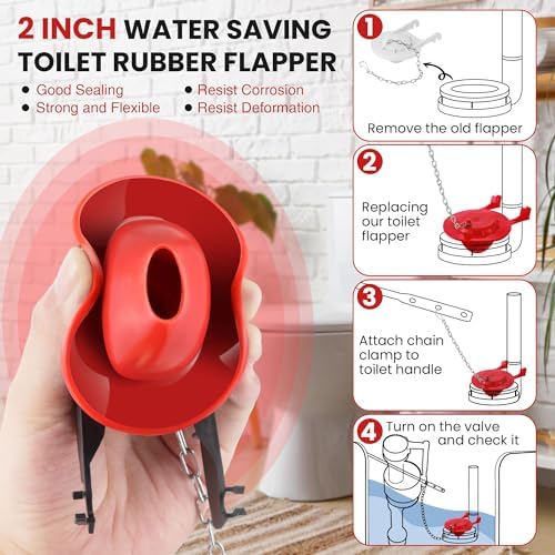 Saillong Universal Toilet Flusher Replacement Kit, Fill Valve, 2-Inch Flapper - Image 5