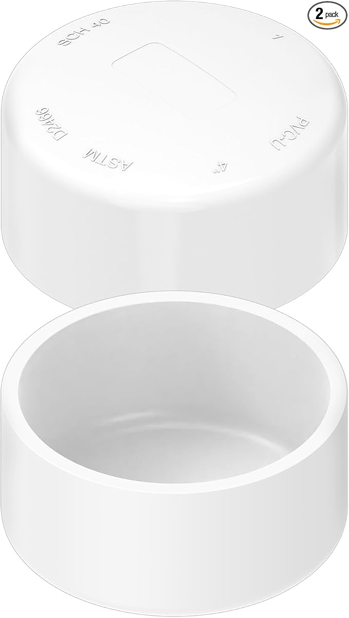 4 Inch PVC Cap, Fits Standard SCH40 4" PVC Pipe Fittings, Garden & Furniture by Unknown