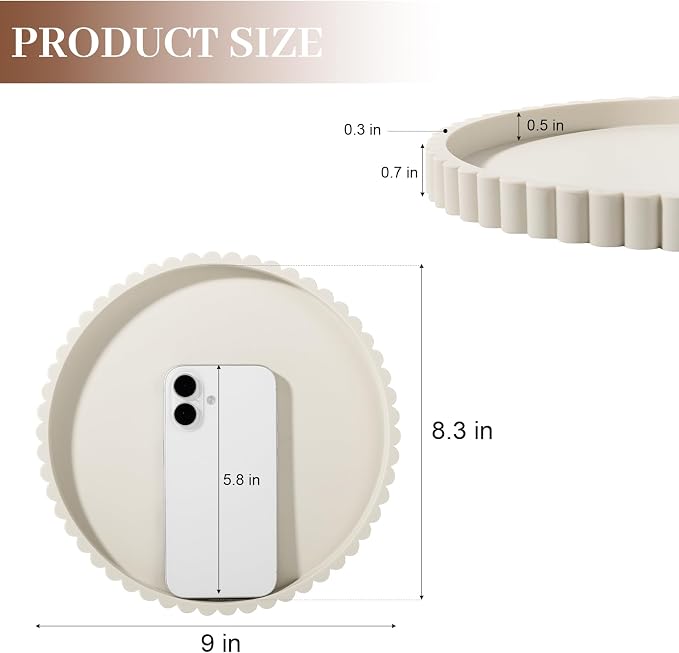 Round Bathroom Tray Perfume Organizer Coffee Table Decor, Heat-Resistant - Image 6