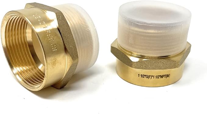 Cascada Lead-Free 1 1/2" G Thread Female to NPT Male Adapter | Brass Pipe - Image 6