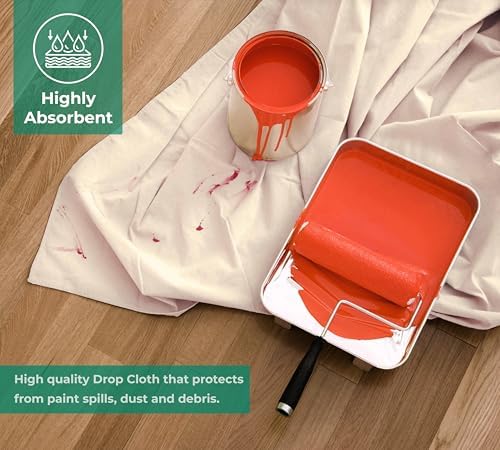Canvas Drop Cloth for Painting 9x12 feet Pack of 4-8oz Painters Drop Cloths for - Image 2