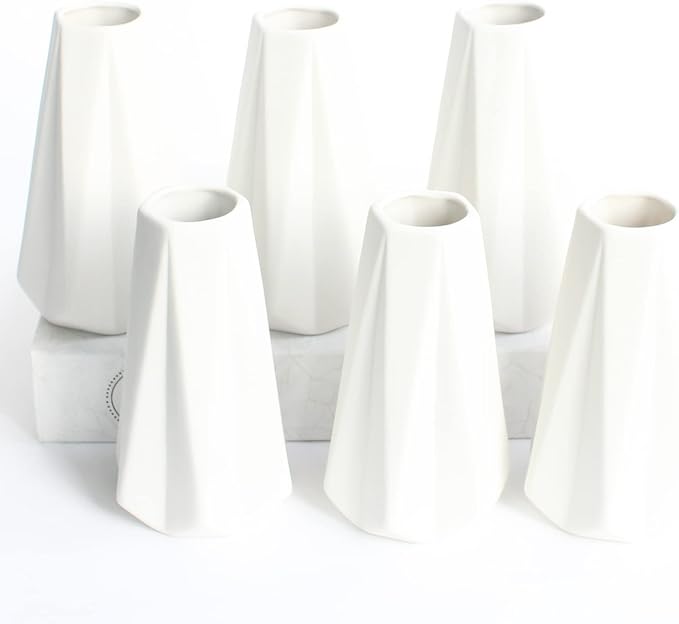 YANLING Modern White Vase for Flowers 6 Pack, Ceramic Vases for Pampas | Grass by YANLING