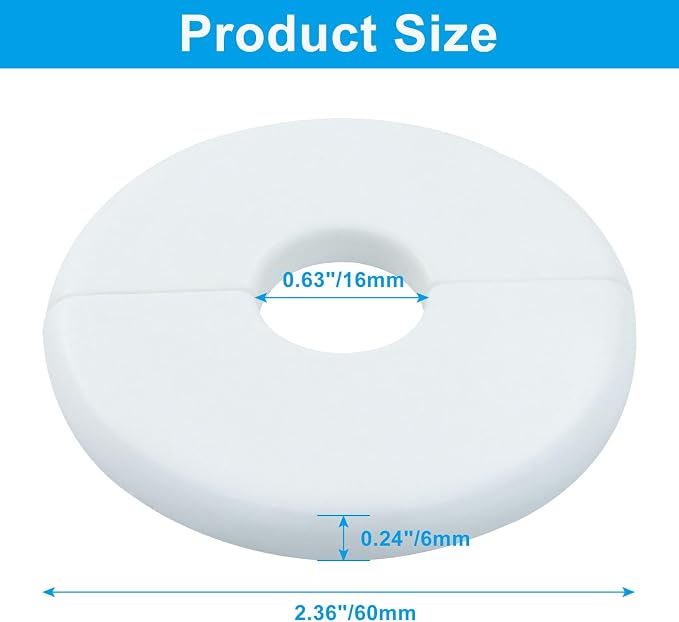 White Wall Split Flange, 0.6"/16mm Pipe | Escutcheon Plate Plumbing Cover Plates - Image 3