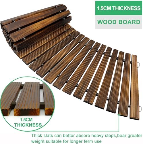 RELIANCER 6' Wooden Garden Pathway, Outdoor Roll Out Cedar Curved Walkway - Image 3