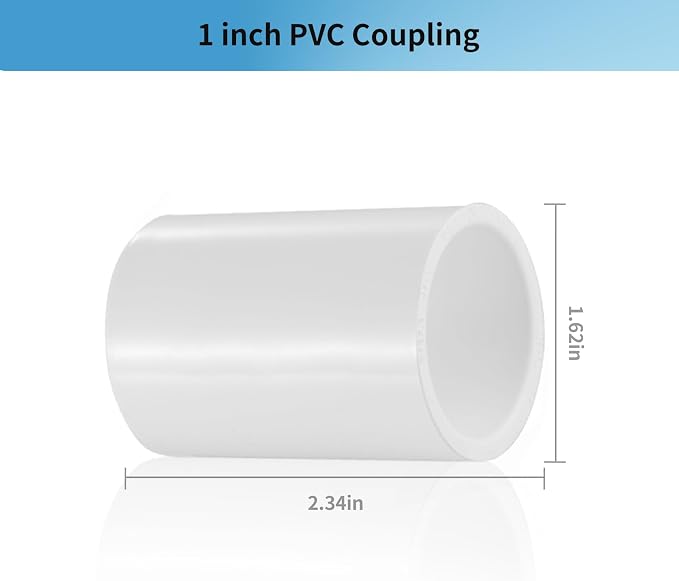 LESSO 10 Pack 1" PVC Coupling, 2 Way 1 inch PVC Fittings, SCH40 White | PVC - Image 2