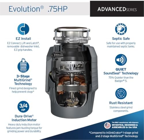 InSinkErator EVOLUTION 0.75HP 3/4 HP, Advanced Series EZ Connect Continuous - Image 2