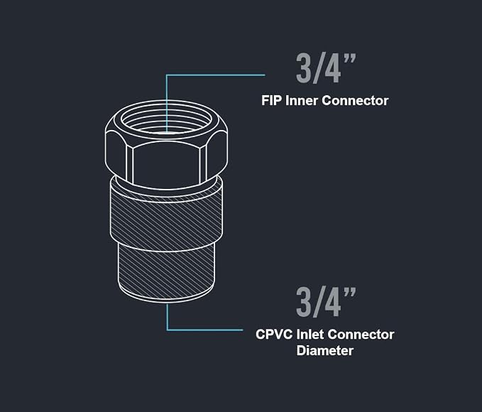 Midline Valve CSDQG034-OM-5 Female x CPVC Adapter Transition Pipe Fitting; - Image 5