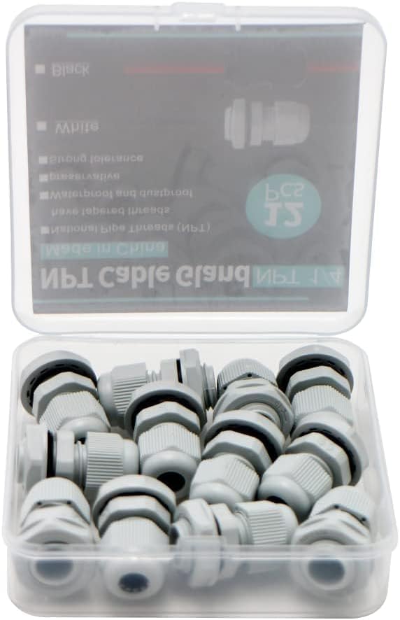 12-Pack 1/4" NPT Cable Glands, IP68 Waterproof Nylon PA66 Strain Relief Cord - Image 9