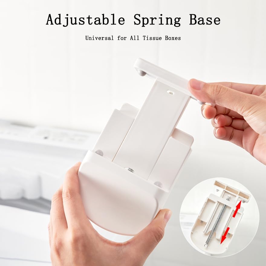 Adjustable Tissue Box Holder Wall Mount Hang Adhesive 2PC - Image 5
