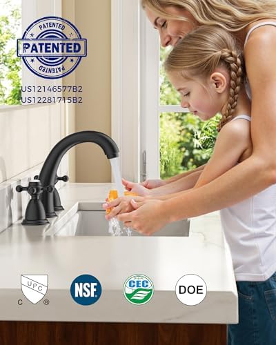 FORIOUS Bathroom Faucet 3 Hole 8 Inch Widespread Sink Faucets Matte Black - Image 6