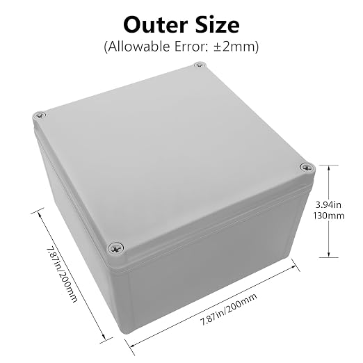 Waterproof Dustproof IP67 Junction Box DIY Case Enclosure Gray 7.9 x 7.9 x 5.1 - Image 2
