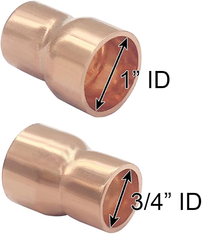 Joywayus 5PCS 1" x 3/4" ID Copper Sweat Reducer Coupling Pipe Fitting Pressure - Image 2