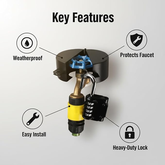 Gate Valve Locking Device Metal Black, no Installation Required, Can Prevent - Image 8