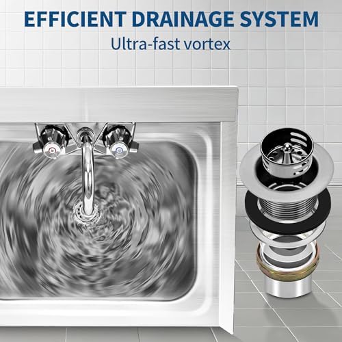 BIEAMA NSF 17" x 15" Hand Sink, Stainless Steel Wall Mount, Side Splashes - Image 5