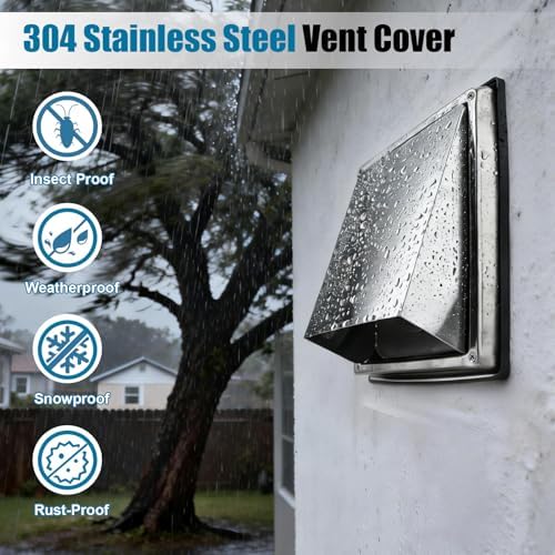 4 Inch Dryer Vent Cover Outside, Stainless Steel Exterior Wall - Image 4