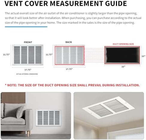 16x10 Return Air Grille, Air Return Vent Cover, Flat Vent Cover, Rejillas De - Image 4
