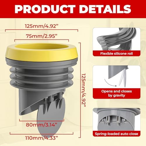 Toilet Flange Wax Ring with Anti-Backflow Valve, Rubber + Plastic, 3.2-4 inch - Image 2