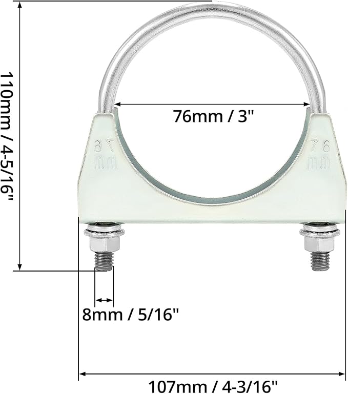QWORK U-Bolt Muffler Tip Exhaust Hook, 2 Pack 3" OD Universal Silencer Exhaust - Image 6