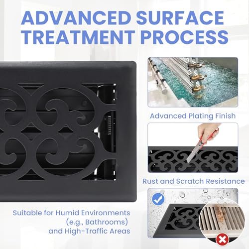 Howeall 4x12 Inches Heavy Duty Walkable Floor Register Easy Adjust Air Supply - Image 3