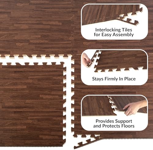 Stalwart Wood Grain Foam Floor Tiles - Image 3