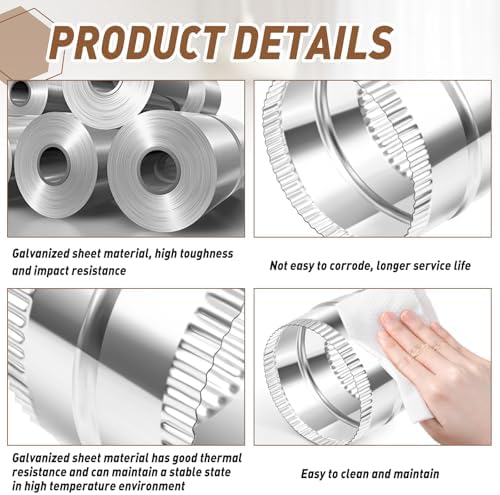 4" Duct Connector for HVAC Ducting, Dryer Vent Hose, Crimped Ends - Image 3