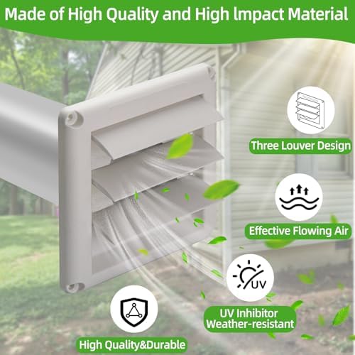 3"Dryer Vent Kit Through Wall w/Hose/Duct Connector/Wall Plate, 9ps Vent Kit - Image 5