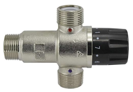 3/4" in-line Chrome Thermostatic Mixing Valve Automatic by Duda+Energy