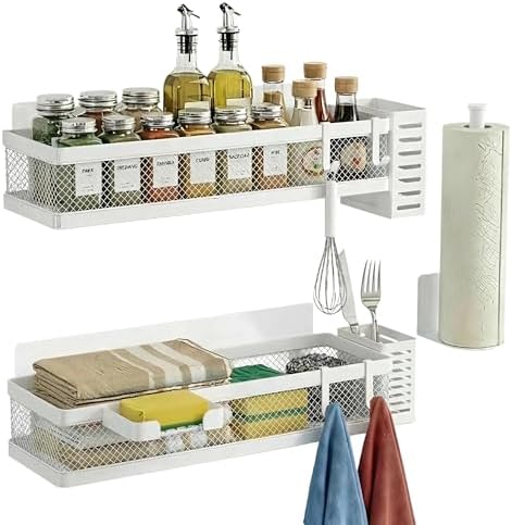 PUSDON 5-in-1 16.5" Extra Long Slim Wall Mount Wrapped Mesh Kitchen Organizer & - Image 4
