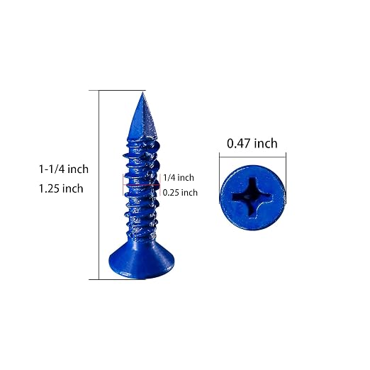 Wensilon 1/4''x1-1/4 Concrete Screw Anchor Blue Flat Head - Image 2