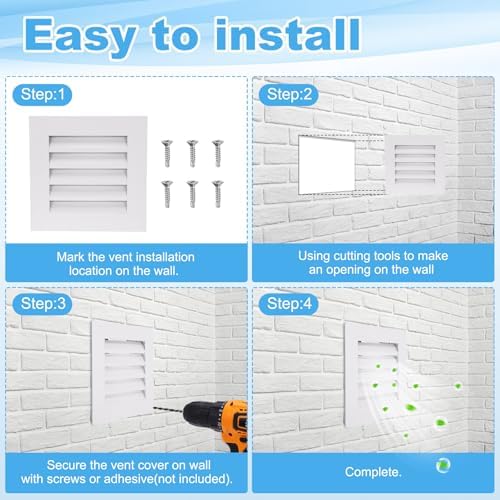 PATIKIL 10 x 10 Inch Gable Vent, 8 x 8 Inch Duct Opening Size - Image 5