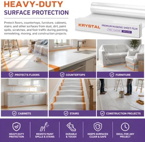 Self Adhesive Surface Protection Film 12 ft x 400 ft, Plastic Sheeting - Image 4