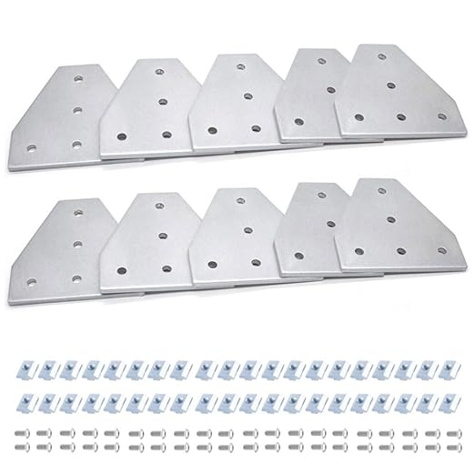 10pcs 4040 Corner Bracket T Joint Plate Connector Silver | T Slot Hardware V by SeekLiny