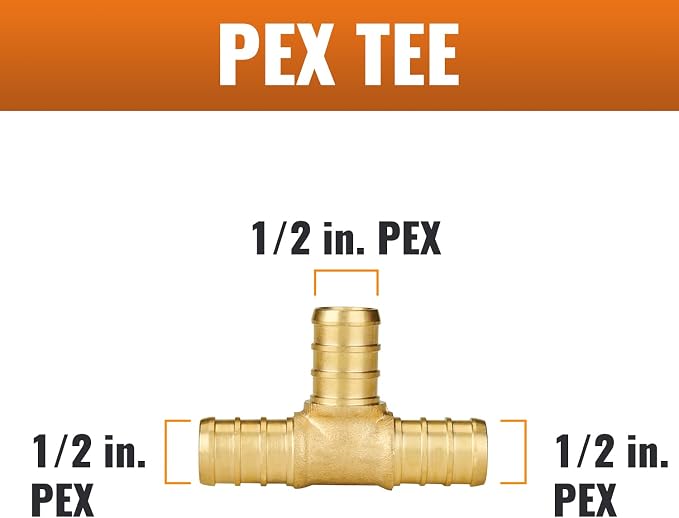 PEX Fittings 1/2 Inch, Brass | Crimp Pipe Fitting - Image 2