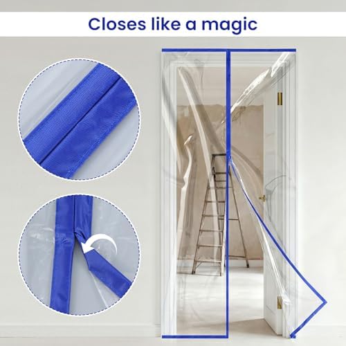 Dust Barrier Door Kit Construction Door Barrier 4'W x 7.5'H Reusable Plastic - Image 3