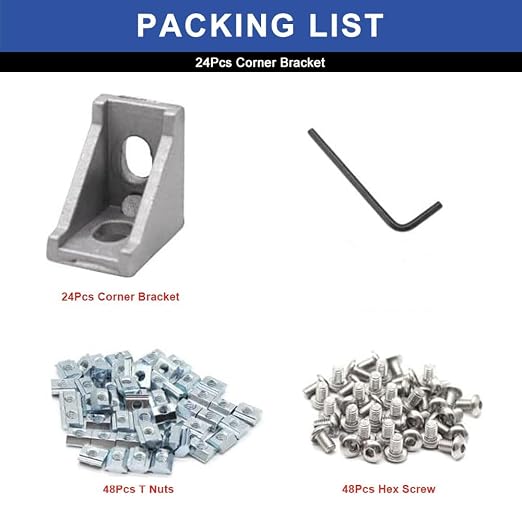 24pcs 2020 Aluminum Extrusion Corner Bracket Silver - Image 3