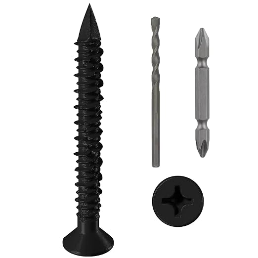 WenSilon 3/16" x2-1/4 Black Concrete Screw Anchor Black Flat Head by Wensilon