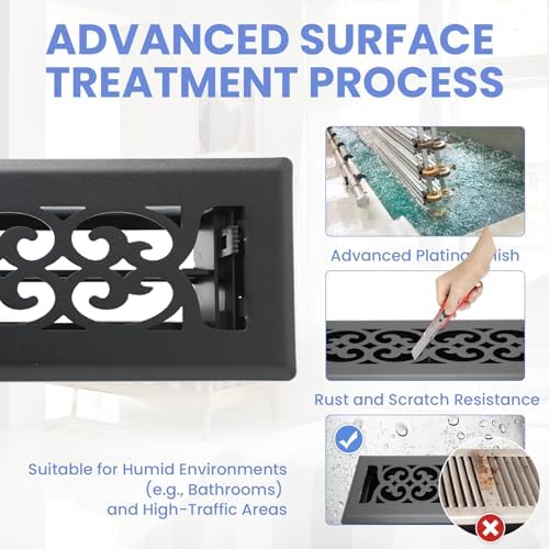 Howeall 2x10 Inches Heavy Duty Walkable Floor Register Easy Adjust Air Supply - Image 3