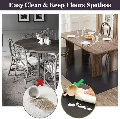 5'×8' Black Floor Mat for Under Dining Room Table, Durable Plastic Area Rug - Image 2