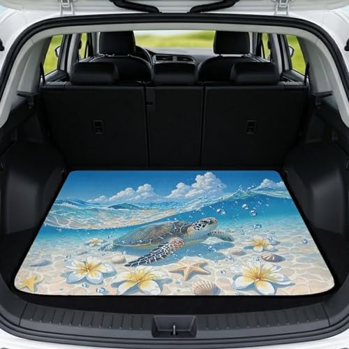 Cute Turtle Flower Trunk Mat for Beach Gear 29"x39" by Darisoco
