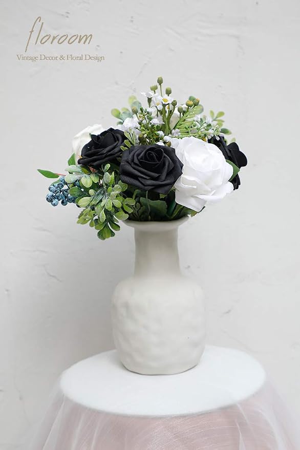 Artificial Flowers 25pcs Real Looking Black Foam Fake Roses - Image 5