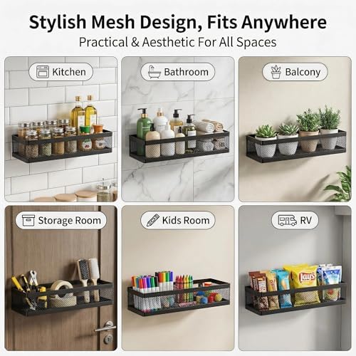 PUSDON 5-in-1 16.5" Extra Long Slim Wall Mount Wrapped Mesh Kitchen Organizer & - Image 7