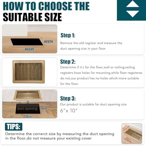 VOISEN Floor Register 6x10, 4 Pack Brown Floor Vent Covers - Image 4