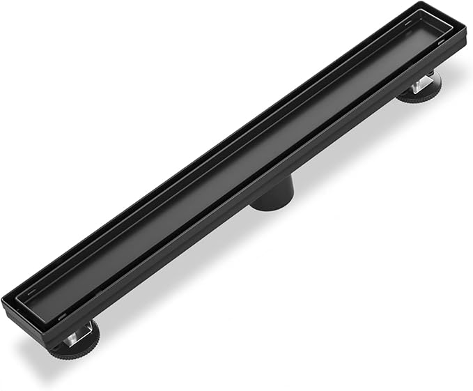 30 Inch Linear Shower Drain Tile Insert Matte Black, Stainless Steel Rectangle by Dilvii